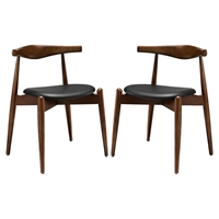 Stalwart Dining Side Chair - Wood Frame, Dark Walnut, Black (Set of 2)