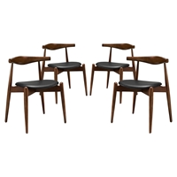 Stalwart Leatherette Dining Side Chair - Dark Walnut, Black (Set of 4)