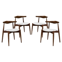 Stalwart Leatherette Dining Side Chair - Dark Walnut, White (Set of 4)