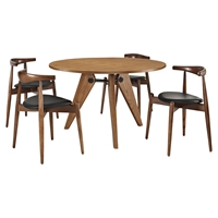 Stalwart 5 Pieces Dining Set - Dark Walnut, Black