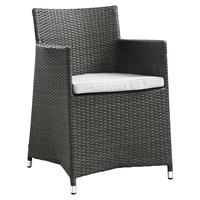 Junction Dining Outdoor Patio Armchair - Brown Frame, White Cushion