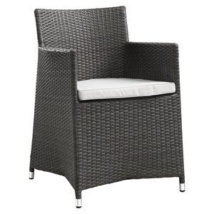 Junction Dining Outdoor Patio Armchair - Brown Frame, White Cushion 