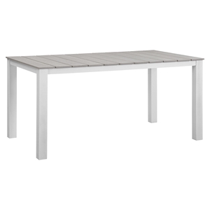 Maine 63" Outdoor Patio Dining Table - White, Light Gray 