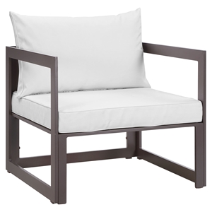 Fortuna Outdoor Patio Armchair - Brown Frame, White Cushion 