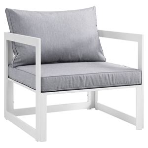 Fortuna Outdoor Patio Armchair - White Frame, Gray Cushion 