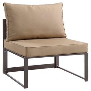 Fortuna Armless Outdoor Patio Chair - Brown Frame, Mocha Cushion 