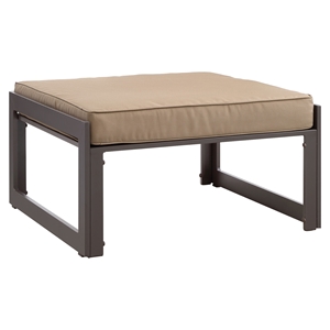 Fortuna Outdoor Patio Ottoman - Brown Frame, Mocha Cushion 