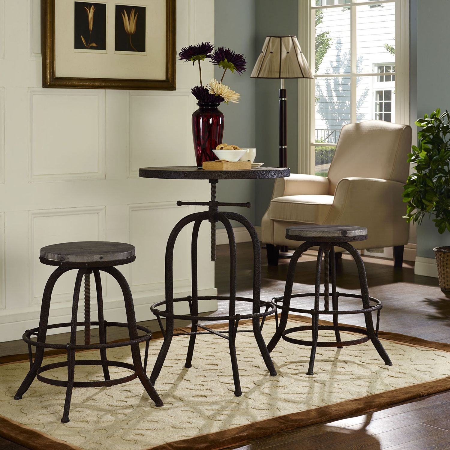 Wrought iron backless bar stools hot sale