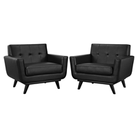 Engage Tufted Leather Armchair - Black (Set of 2)