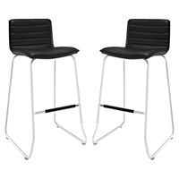 Dive Leatherette Bar Stool - Black (Set of 2)