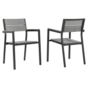 Maine Outdoor Patio Dining Armchair - Brown, Gray (Set of 2) 