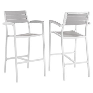 Maine Outdoor Patio Bar Stool - Light Gray, White (Set of 2) 