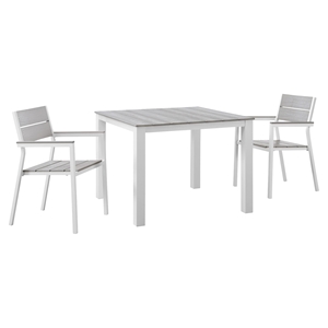 Maine 3 Pieces 40" Outdoor Patio Set - White, Light Gray 