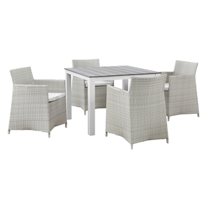 Junction 5 Pieces 40" Outdoor Patio Set - Gray Frame, White Cushion 