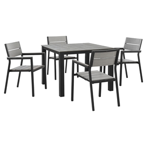 Maine 5 Pieces 40" Outdoor Patio Set - Brown, Gray 