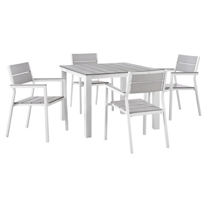 Maine 5 Pieces 40" Outdoor Patio Set - White, Light Gray 