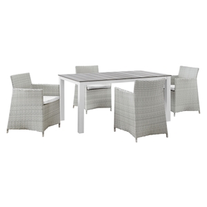 Junction 5 Pieces 63" Outdoor Patio Set - Gray Frame, White Cushion 