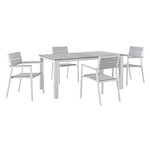 Maine 5 Pieces 63" Outdoor Patio Set - White, Light Gray 