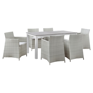 Junction 7 Pieces 63" Outdoor Patio Set - Gray Frame, White Cushion 