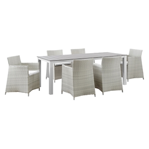 Junction 7 Pieces 80" Outdoor Patio Set - Gray Frame, White Cushion 