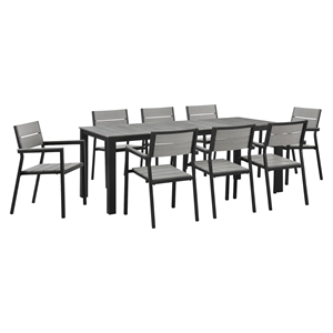 Maine 9 Pieces Outdoor Patio Set - Brown, Gray 