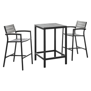 Maine 3 Pieces Outdoor Patio Set - Brown, Gray 