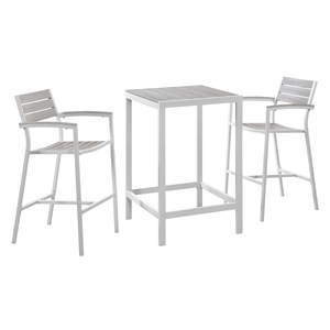 Maine 3 Pieces Patio Set - White, Light Gray 