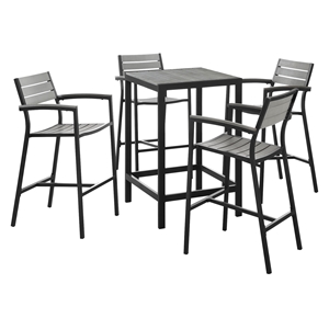 Maine 5 Pieces Outdoor Patio Set - Brown, Gray 