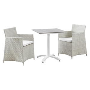 Junction 3 Pieces Outdoor Patio Set - Gray Frame, White Cushion 