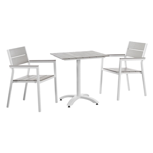 Maine 3 Pieces Outdoor Patio Set - White, Light Gray 