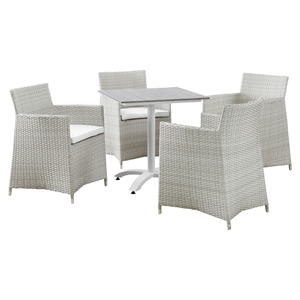 Junction 5 Pieces Outdoor Patio Set - Gray Frame, White Cushion 