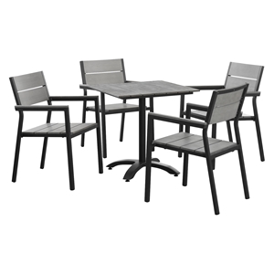 Maine 5 Pieces Outdoor Patio Set - Gray, Brown 