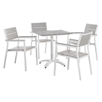 Maine 5 Pieces Outdoor Patio Set - White, Light Gray