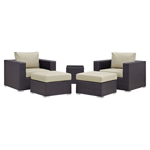 Convene 5 Pieces Outdoor Patio Sectional Set - Square Side Table 