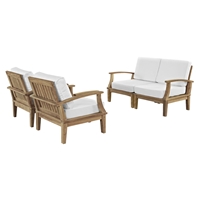 Marina 4 Pieces Outdoor Patio Teak Sofa Set - Natural White