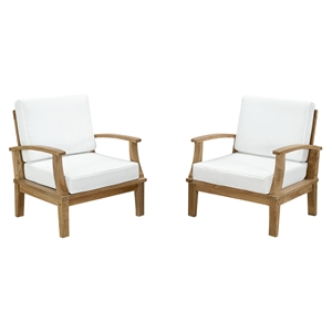 Marina 2 Pieces Outdoor Patio Teak Armchair - Natural White 