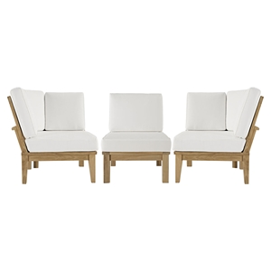 Marina 3 Pieces Outdoor Patio Teak Sofa Set - Natural White 