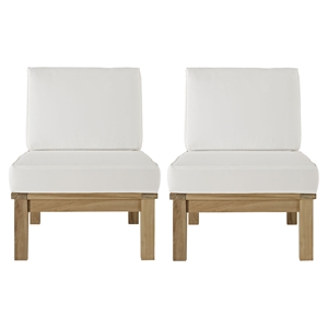 Marina 2 Pieces Outdoor Patio Teak Armless Chair - Natural White 