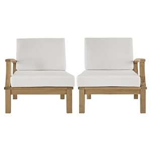 Marina 2 Pieces Outdoor Patio Teak Sofa Set - Natural White 