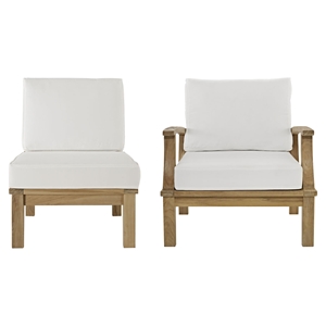 Marina 2 Pieces Outdoor Patio Teak Chair - Natural White 