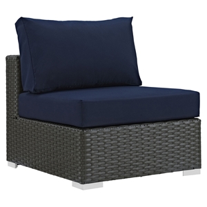 Sojourn Outdoor Patio Fabric Armless Chair - Sunbrella Canvas Navy 