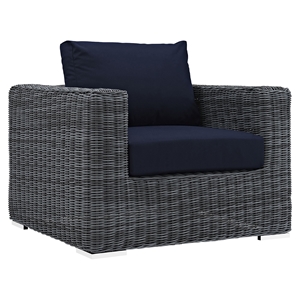 Summon Outdoor Patio Fabric Armchair - Sunbrella Canvas Navy 