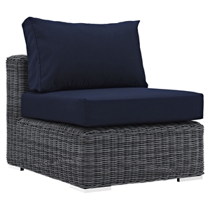 Summon Outdoor Patio Armless Chair - Sunbrella Canvas Navy 