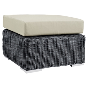 Summon Outdoor Patio Ottoman - Sunbrella Canvas Antique Beige 