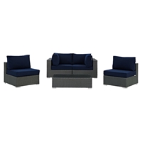 Sojourn 5 Pieces Patio Sofa Set - Sunbrella Canvas Navy