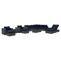 Sojourn 12 Pieces Outdoor Patio Sectional Set - Sunbrella Canvas Navy