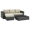 Sojourn 3 Pieces Patio Sectional Set - Sunbrella Canvas Antique Beige - EEI-1889-CHC-BEI-SET