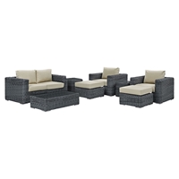 Summon 8 Pieces Outdoor Patio Sofa Set - Sunbrella Canvas Antique Beige