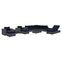 Summon 12 Pieces Outdoor Patio Sectional Set - Sunbrella Canvas Navy