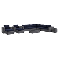 Summon 11 Pieces Outdoor Patio Sectional Set - Sunbrella Canvas Navy